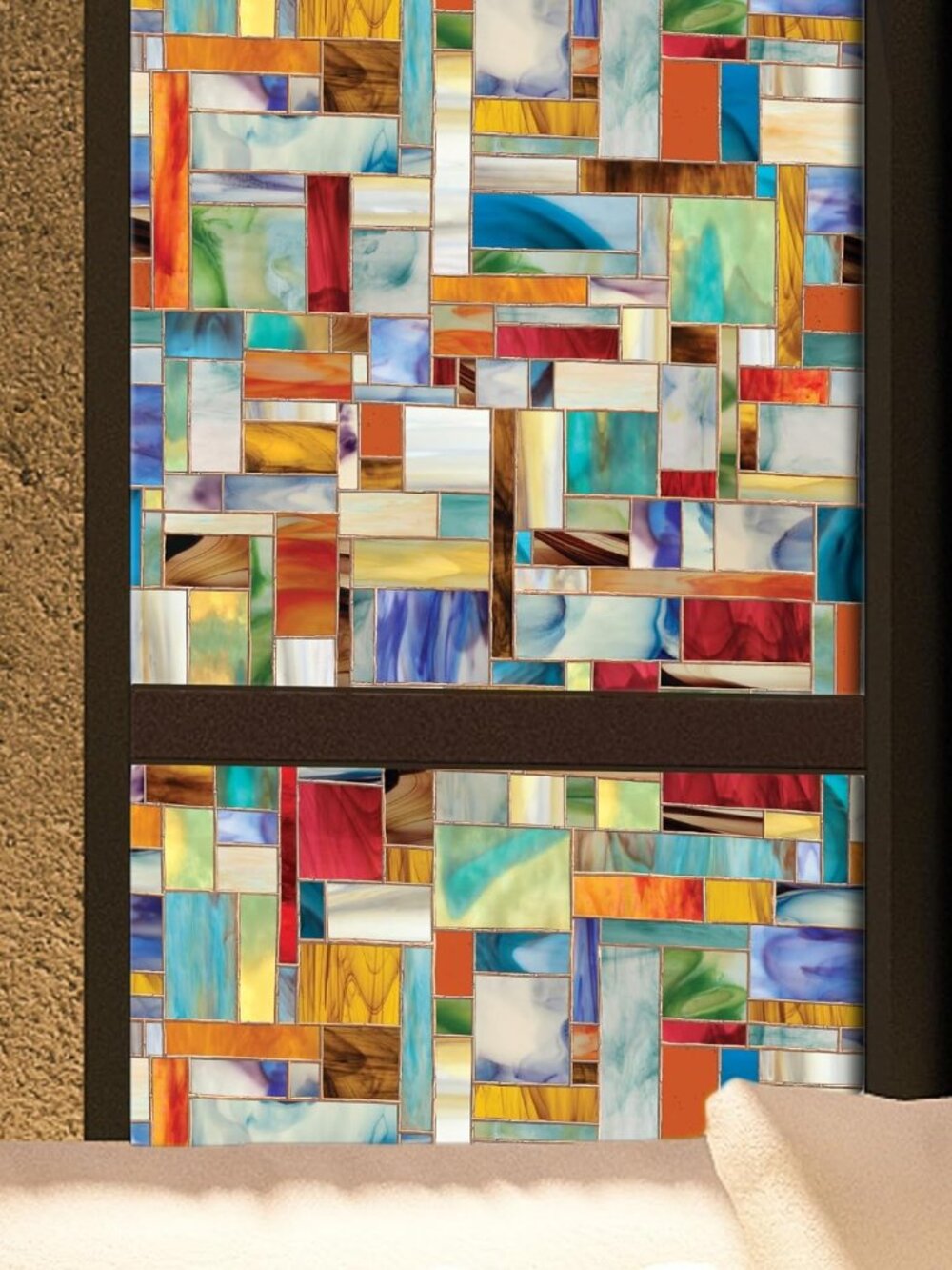 Montage Window Privacy Film by - Decorative Stained Glass Design, Static Cling,